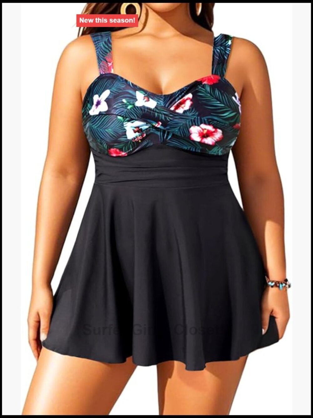 Plus Size Tankini Bathing Suit with Shorts Flowy Swim Dress Tummy Control